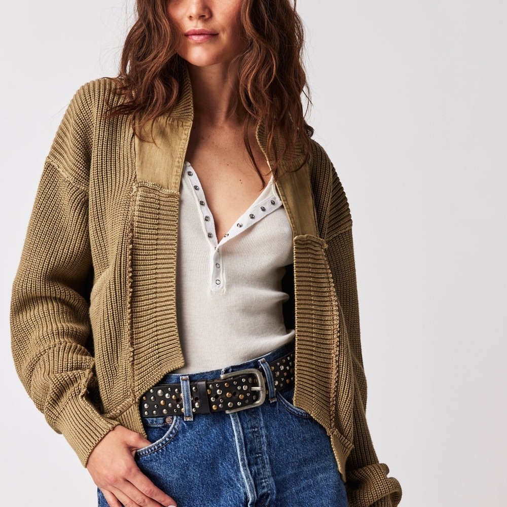We The Free Khaki Knit Sweater